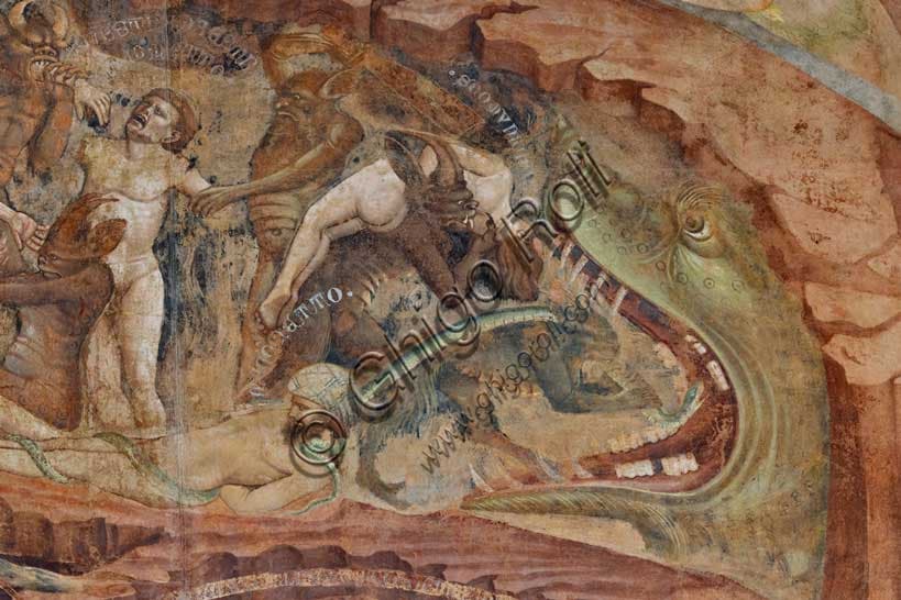 Detail of Buonamico Buffalmacco's Hell fresco in Pisa Camposanto: circle of schismatics and excommunicated with Muhammad