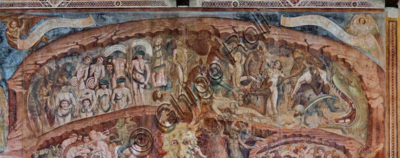 Detail of Hell fresco with circle of soothsayers and idolaters, Monumental Cemetery of Pisa