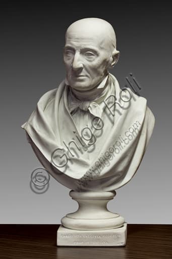 Scagliola bust portrait of professor Carlo Pisa Faloppia, sculpture by Alessandro Cavazza, 1855