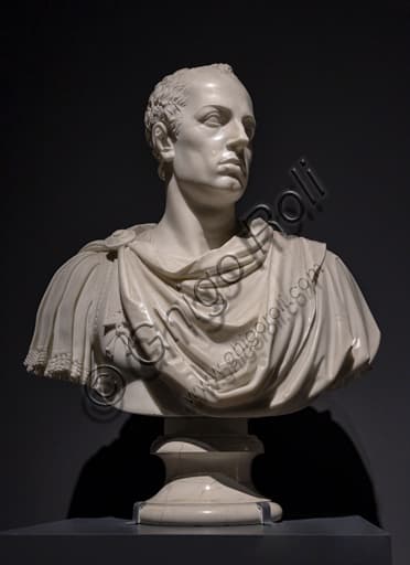 Marble statue bust of Francis I of Austria by sculptor Antonio Canova, circa 1781-1782. Neoclassical sculpture.