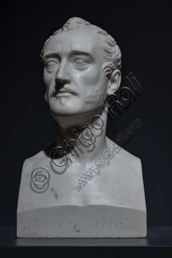 Marble bust depicting painter Horace Vernet, sculpture by Bertel Thorvaldsen from 1832-3, Neoclassical art