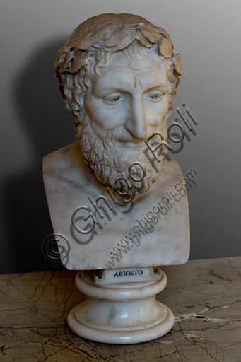 Marble sculptural bust of Ludovico Ariosto, Trinci Palace, Foligno Italy