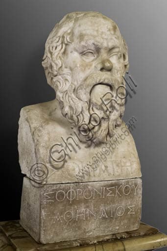 Socrates bust marble sculpture, Capitoline Museums Rome, Hall of the Philosophers, portrait of the Greek philosopher