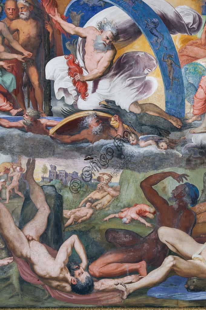 Detail of the Fall of Giants fresco by Perin del Vaga, Hall of Jupiter, Villa del Principe Genoa Italy
