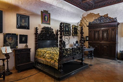 Interior of the historic bedroom in the Rocca Sanvitale, Fontanellato castle