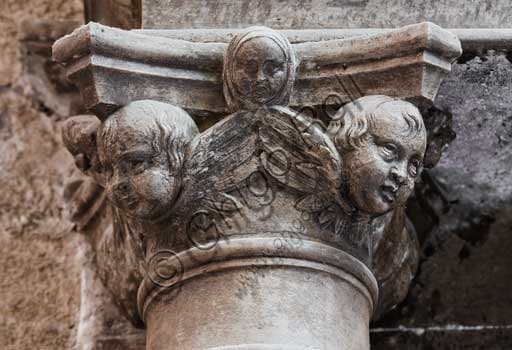 Detail of a Gagini capital from a twin column, Palace of the Normans, Palermo