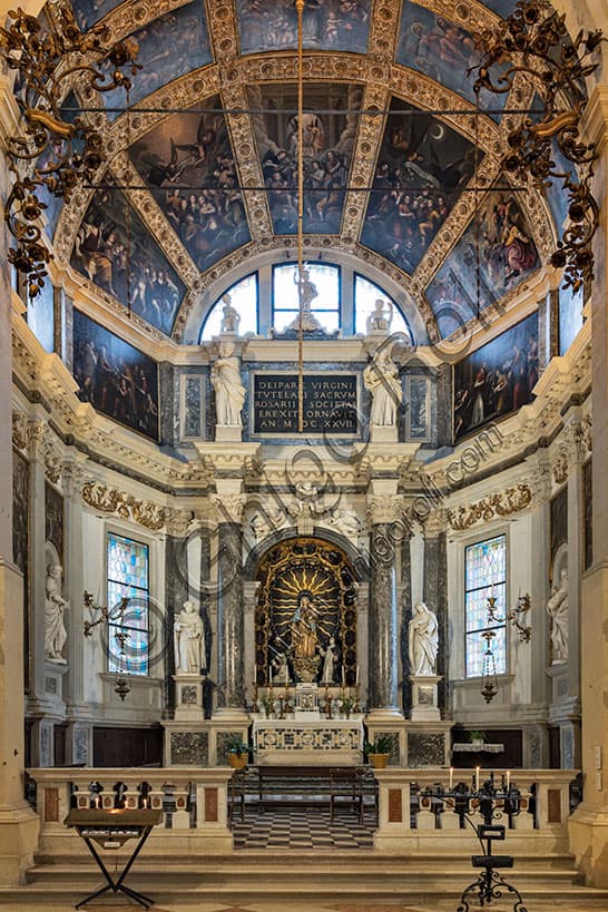 Interior of the Chapel of the Rosary in the Church of St. Corona, Vicenza, featuring works by the Albanese, Maganza, and Damini
