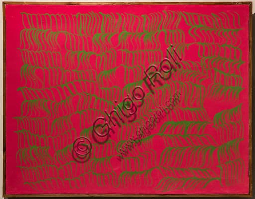 Redgreen, abstract painting by Carla Accardi, casein on canvas, Museo Novecento Florence