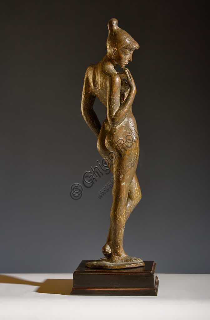 Scultura in bronzo Nudo femminile in piedi di Carlo Baraldi, vista frontale e laterale
