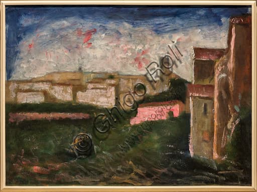 View of Coreglia, oil on canvas painting by Italian 20th century artist Carlo Carrà from 1925, Museo Novecento Florence