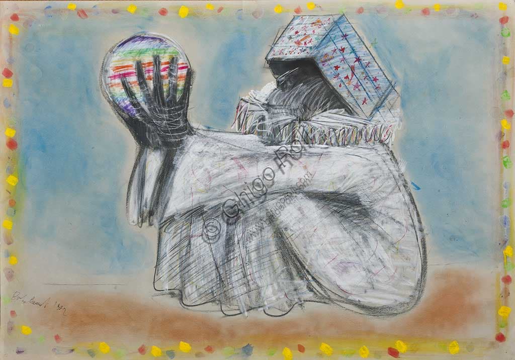 Artwork 'Without Title' by Italian artist Carlo Cremaschi, mixed media on paper, Assicoop Unipol Collection