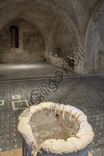 Atrium with well in the Roman House of Spoleto, ancient Roman domus architecture