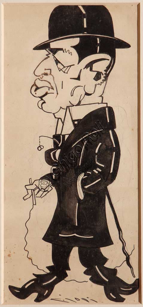 Disegno Il signor Cavallini in inchiostro nero su carta di Casimiro Jodi, Collezione Assicoop - Unipol