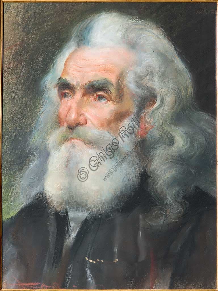 Ritratto di Anziano, pastello di Casimiro Jodi, Collezione Assicoop-Unipol, 52x40 cm
