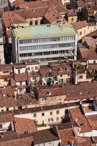 Panoramic view of Cremona city centre featuring historic and contemporary architecture