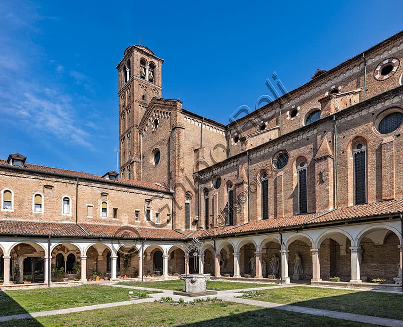 Monastery cloister of St. Lawrence Church in the historic center of Vicenza, Italy