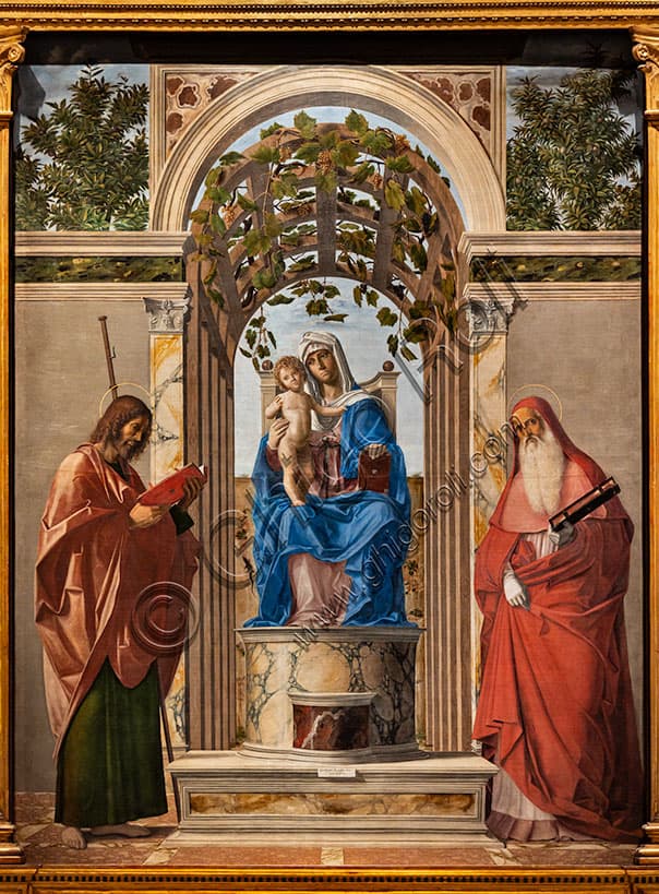Madonna in trono con Bambino e santi Giacomo e Girolamo, dipinto Rinascimento di Cima da Conegliano