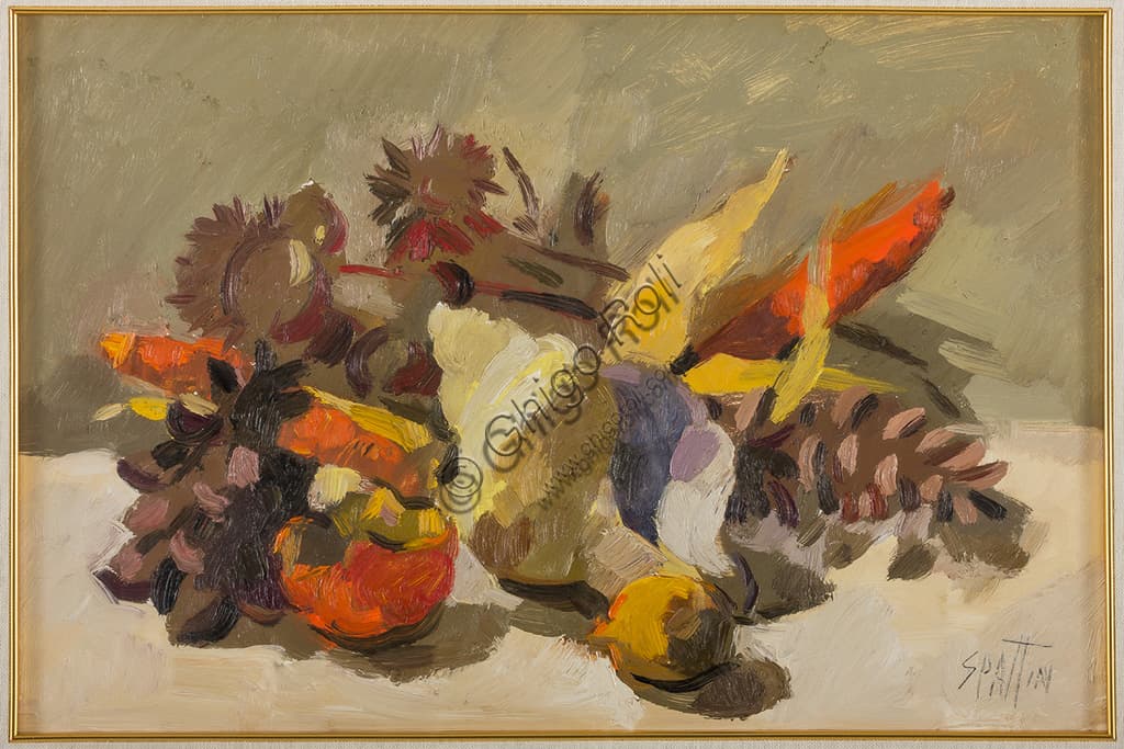 Still life oil on canvas painting by Claudio Spattini, 50 x 35 cm.