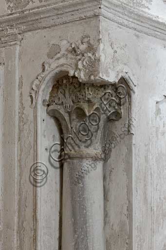 Angular column with sculpted Norman capital, Crypt of the Palatine Chapel, Palazzo dei Normanni, Palermo