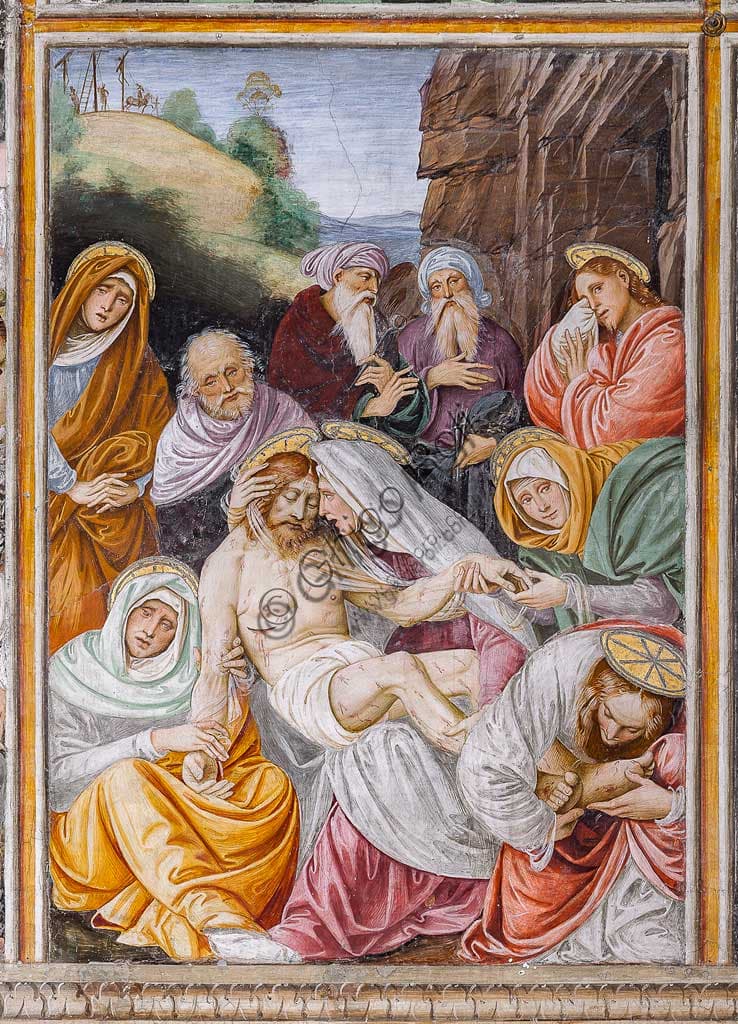 Compianto di Maria Addolorata sul Cristo morto, particolare dell'affresco di Gaudenzio Ferrari del 1513