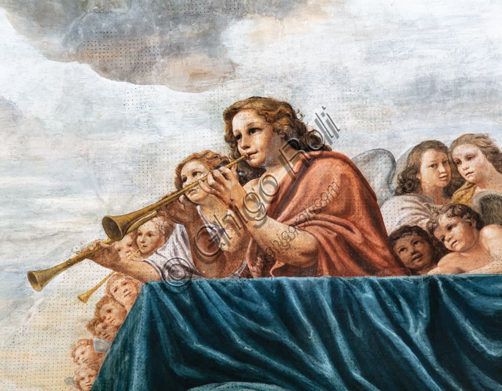 Particolare Concerto d'Angeli affresco Mattia Preti 1651-2 Chiesa S. Biagio Modena