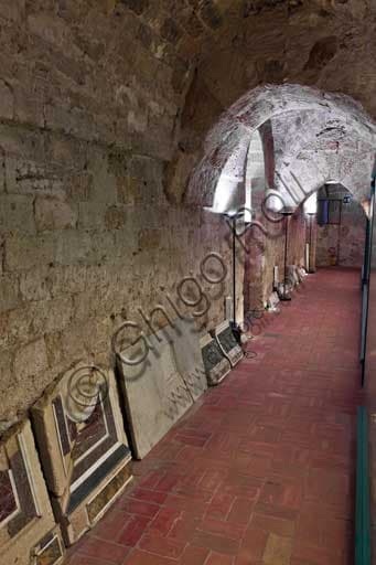 View of the interior corridor within the Crypt, Lower Church, of the Palatine Chapel at the Palazzo dei Normanni (Royal Palace) in Palermo