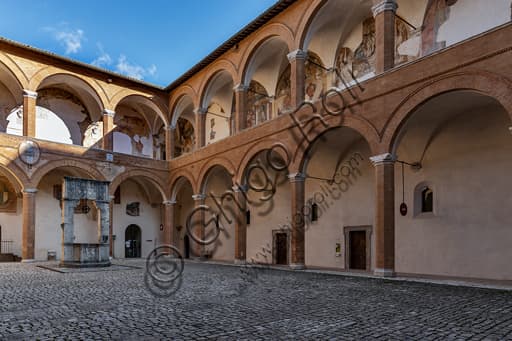 View of the North Courtyard of the Arms within the Albornoz Fortress in Spoleto, Umbria