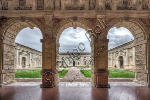 Courtyard of Honour at Palazzo Te in Mantua, view from the Loggia delle Muse, Gonzaga Renaissance architecture