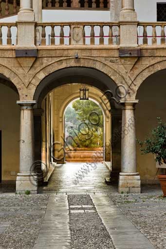 Partial architectural view of the Maqueda Courtyard in the Royal Palace, Palermo