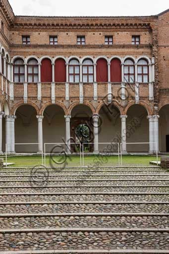Renaissance square courtyard of Palazzo Costabili, seat of the National Archaeological Museum of Spina in Ferrara