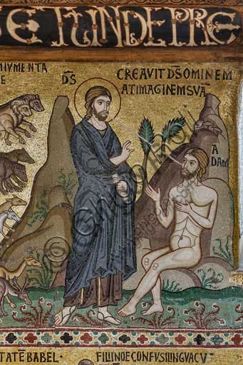 Creation of Adam mosaic, Palatine Chapel, Royal Palace of Palermo (Palazzo dei Normanni)