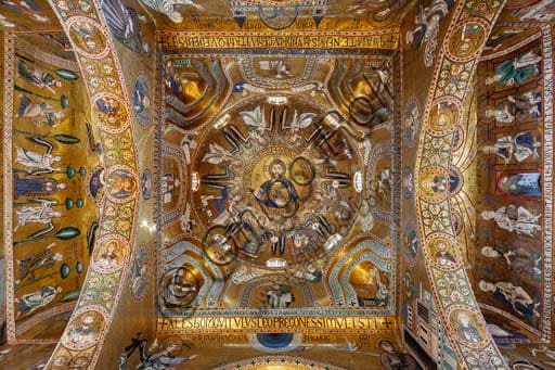 Byzantine mosaic of Christ Pantocrator, dome of the Palatine Chapel, Norman Royal Palace, Palermo