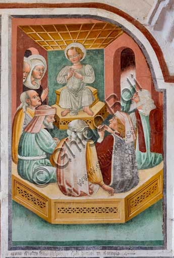Christ among the Doctors fresco by Giacomo Borlone de Buschis in Clusone Italy