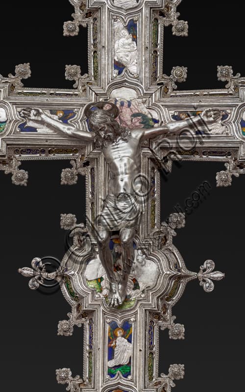 Particolare della statua di Cristo crocifisso, croce d'argento del Pollaiolo, Museo Opera del Duomo Firenze
