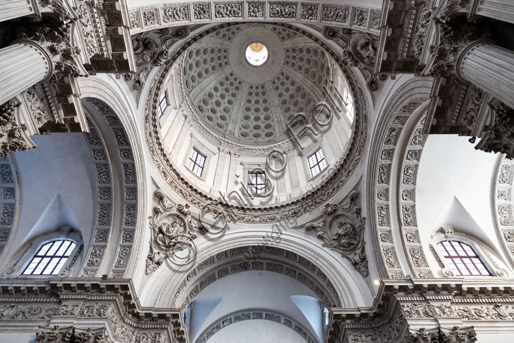 Interior view of the dome in Brescia's Duomo Nuovo, late Baroque and neoclassical architecture