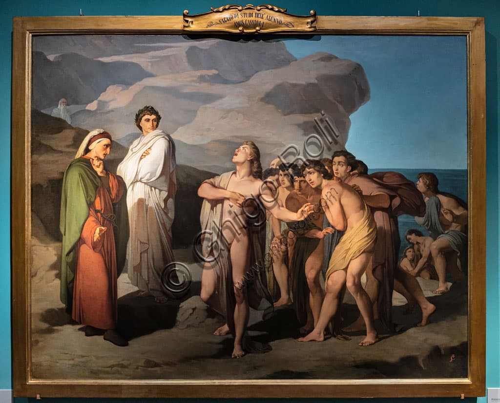 Dipinto Dante e Casella di Amos Cassioli, olio su tela 1858-62