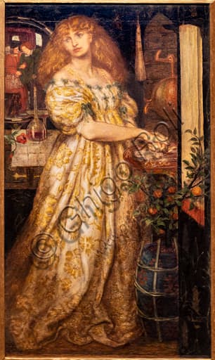 Disegno e acquerello Lucrezia Borgia Dante Gabriel Rossetti 1860-61 dettaglio