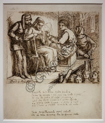 Studio per Giotto che dipinge il ritratto di Dante, opera a inchiostro di Dante Gabriel Rossetti del 1852