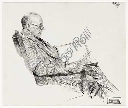 Portrait of a Sitting Man who is Reading, painting by Dario Gobbi, Assicoop – Unipol Collection, inv. 442