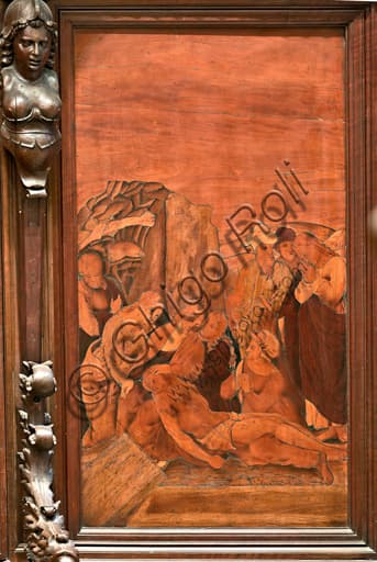Wood Intarsia The Entombment by Gian Michele De' Pantaleoni, St. Lawrence Cathedral Genoa