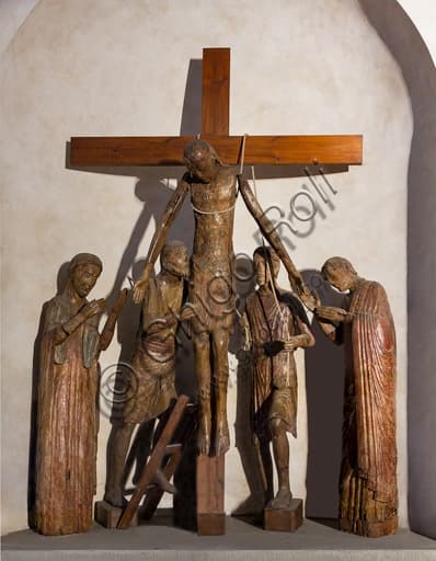 Medieval wooden Deposition sculpture, Umbrian-Tuscan school, Oratory of St. Antonio Abate