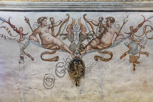 Detail of the Renaissance frescoes in the Room of the Equilibrist Women, Rocca Sanvitale in Fontanellato