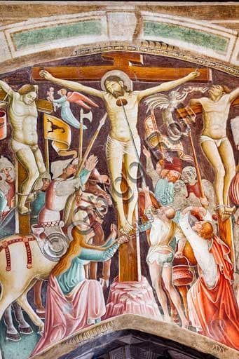 Detail of the Crucifixion fresco by Giacomo Borlone de Buschis, Oratory of Disciplini, Clusone (1471)