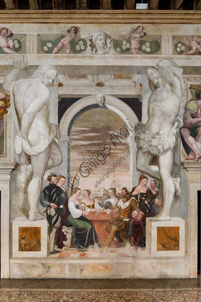 Detail of Card Game fresco by Giovanni Antonio Fasolo, Villa Caldogno, 1570
