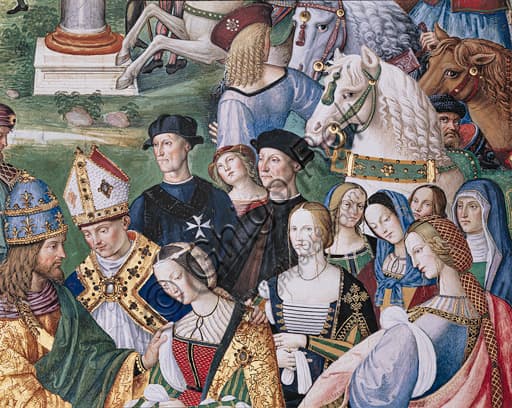 Dettaglio affresco Pinturicchio Libreria Piccolomini Duomo di Siena con Agnese Farnese