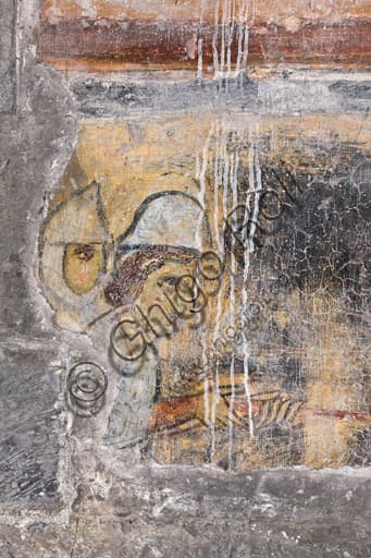 Dettaglio affresco medievale La presa delle città di Minorca Almeria e Tortosa, Duomo Cattedrale di San Lorenzo Genova