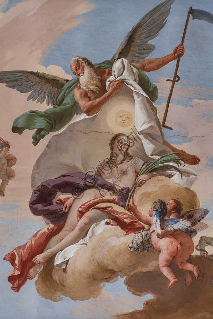 Detail of the fresco Time Discovers the Truth by Giambattista Tiepolo, ceiling of Villa Loschi Motterle