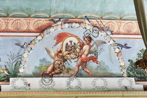 Detail of fresco with birds, putti and royal eagle emblem, Birds Room, Palazzo dei Normanni, Palermo