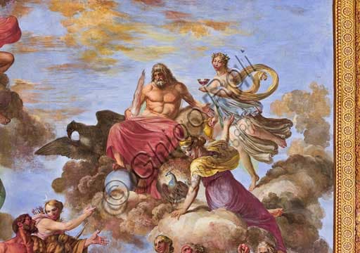 Detail of Apotheosis of Hercules by Giuseppe Velasco: Artemis and Jupiter with eagle, Royal Palace Palermo