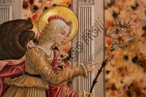 Detail Archangel with lily, Annunciation of the Notaries, Bonfigli, National Gallery of Umbria Perugia